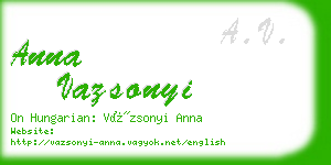 anna vazsonyi business card